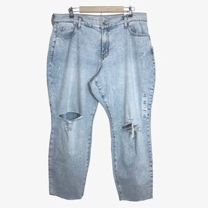 Old Navy Cotton Blend High Rise Curvy OG Straight Ripped Raw Hem Light Jeans 20